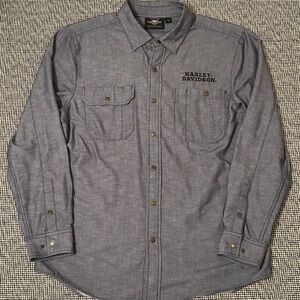 Harley-Davidson Blue Casual Button Down Shirt